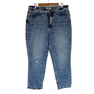 Kut from the Kloth Naomi Jeans Women‎ 16 Blue High Rise Crop Straight Leg Denim
